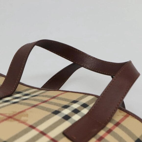 BURBERRY Nova Check Hand Bag PVC Beige Auth 122977 - Picture 9 of 16